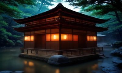 京都金阁寺金碧辉煌的三层楼阁倒映在镜湖池中，四周松柏苍翠，日本传统园林美学的极致呈现